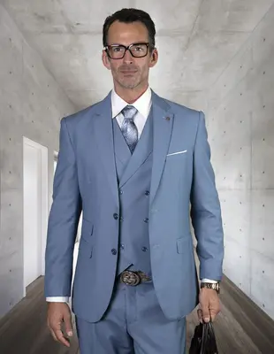 Statement Men's Wool Suit 3 Piece, 100% Solid Color