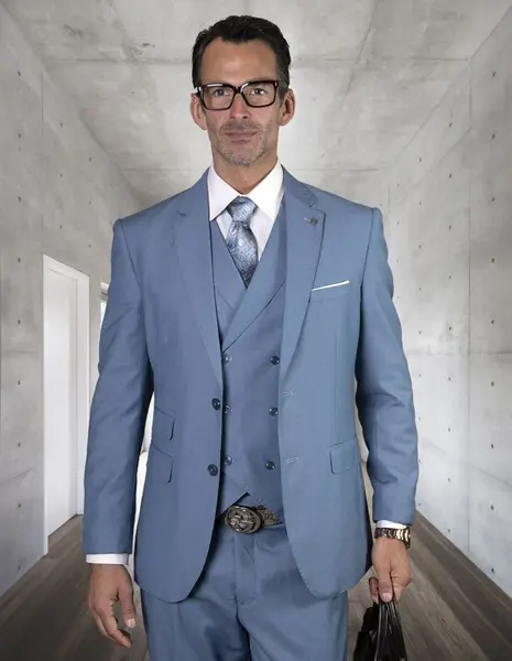 Statement Men's Wool Suit 3 Piece, 100% Solid Color