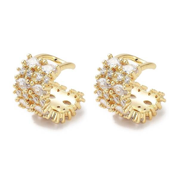 Horse Eye Brass Micro Pave Cubic Zirconia Cuff Earrings for Women