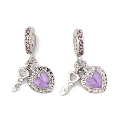 Rack Plating Alloy Light Rose Rhinestone European Dangle Charms