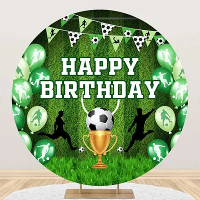 Football Man Prize Green Balloon Flag Round Backdrop - Aperturee