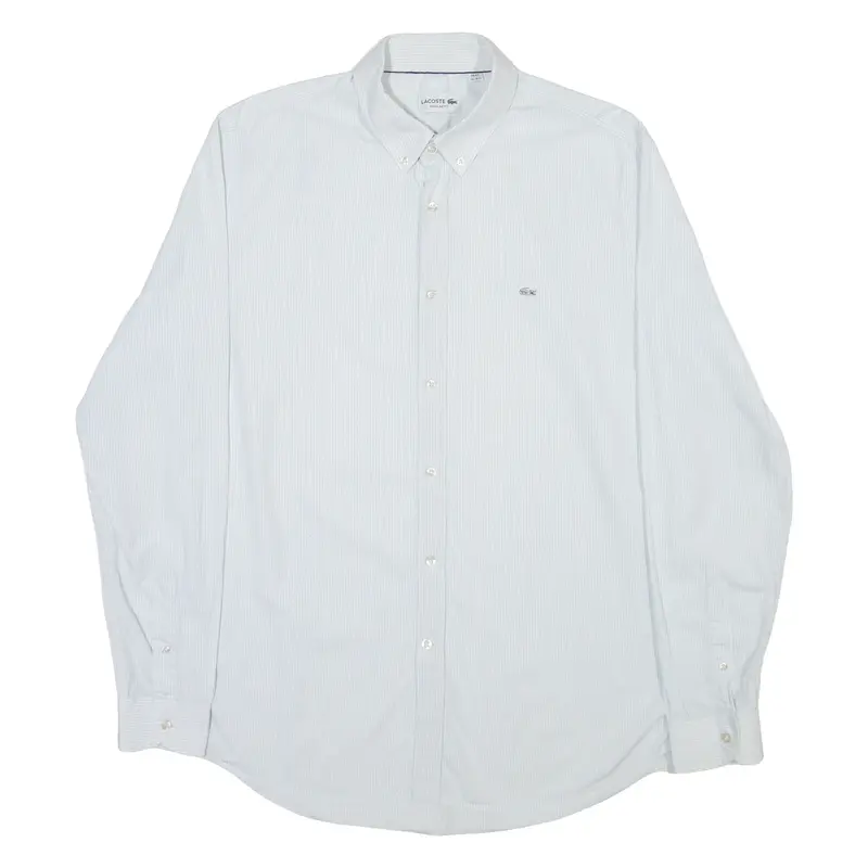 LACOSTE Mens Shirt Blue Striped Long Sleeve M