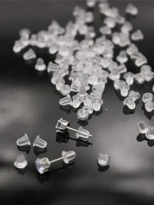 100pcs Silicone Ear Plug for Earrings, Prevent Earrings Slip, Elegant All-match Fashion Diy Jewelry Acceissores for Daily Wea...