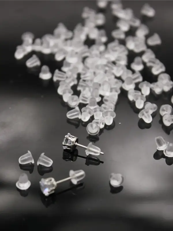 100pcs Silicone Ear Plug for Earrings, Prevent Earrings Slip, Elegant All-match Fashion Diy Jewelry Acceissores for Daily Wea...
