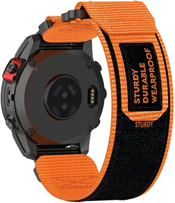 4Wrist Cinturino In Velcro Per Garmin 22 Mm - Arancione