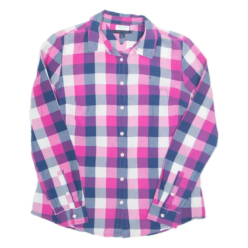 TOMMY HILFIGER Womens Shirt Pink Check Long Sleeve M