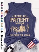 Women's Letter Print Round Neck Tank Top, Casual Sleeveless Crew Neck Top for Daily Wear, Tank Tops for Women, Ladies Crewnec...
