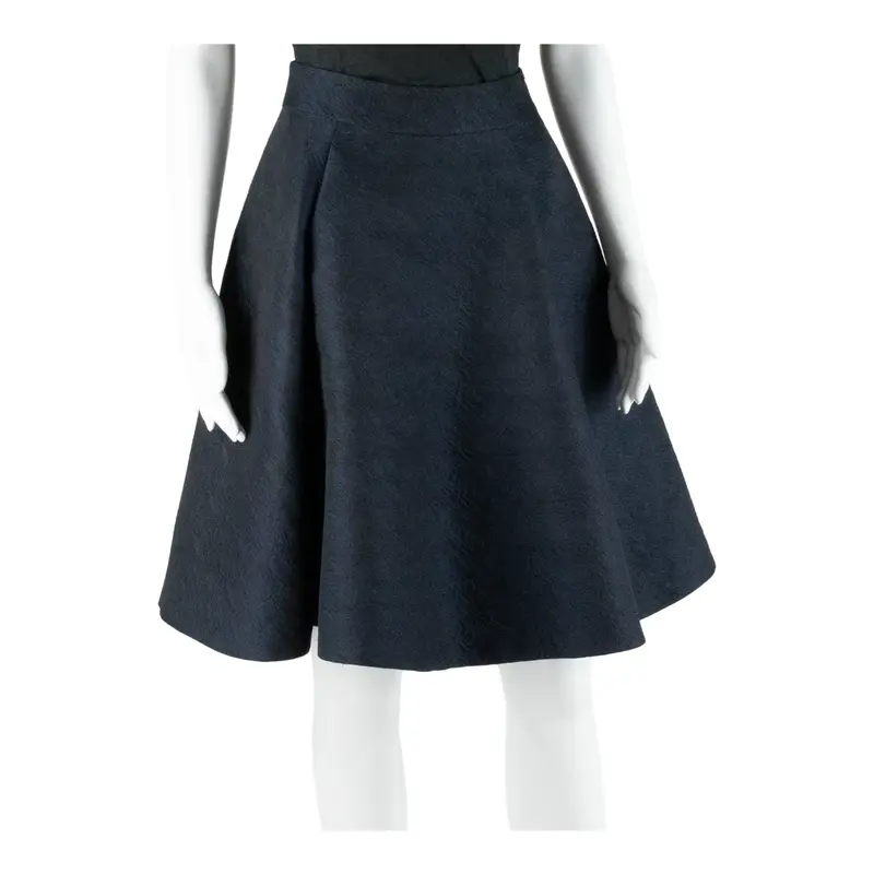 REISS Andrea Knee Length Flare Skirt Blue Crazy Pattern Womens UK 4