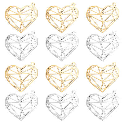 12Pcs 2 Colors 201 Stainless Steel Pendants
