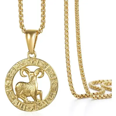 FLORIDECO  Zodiac Necklace - Personalized Star Sign Pendant Glowing Constellation Charm on 22” Box Chain - Unisex Astro Lux...