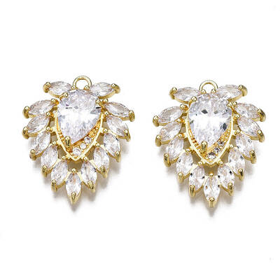 Brass Micro Pave Clear Cubic Zirconia Pendants