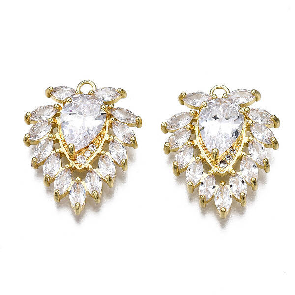 Brass Micro Pave Clear Cubic Zirconia Pendants