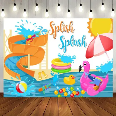 Aperturee Summer Water Park Splish Splash Birthday Backdrop