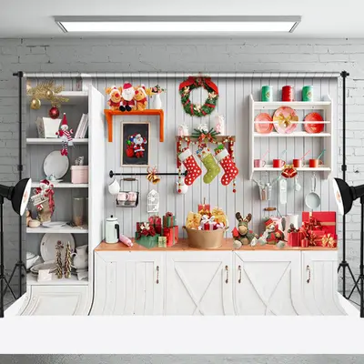 Aperturee Pure White Festive Kitchen Christmas Vibe Backdrop