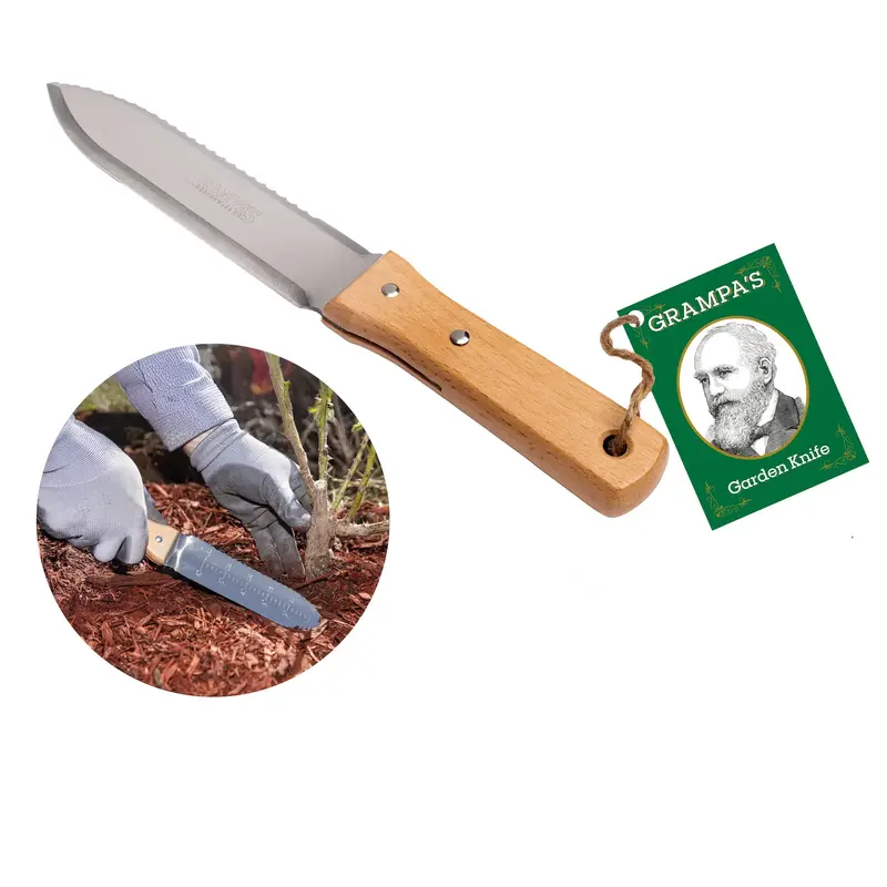 Grampa's Garden Knife - Versatile 7 Hori Hori Garden Knife With Straight & Serrated Steel Blade. Heavy-Duty Garden Hand Too...