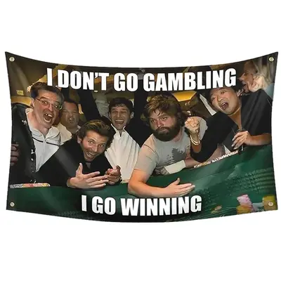 Hangover 3x5Ft Flag Solgan IDON'T GO GAMBLING IGO WINNING Wall Tapestry Signs for Living Room Bedroom College Dorm Men Ca...