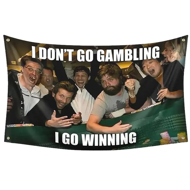 Hangover 3x5Ft Flag Solgan IDON'T GO GAMBLING IGO WINNING Wall Tapestry Signs for Living Room Bedroom College Dorm Men Ca...