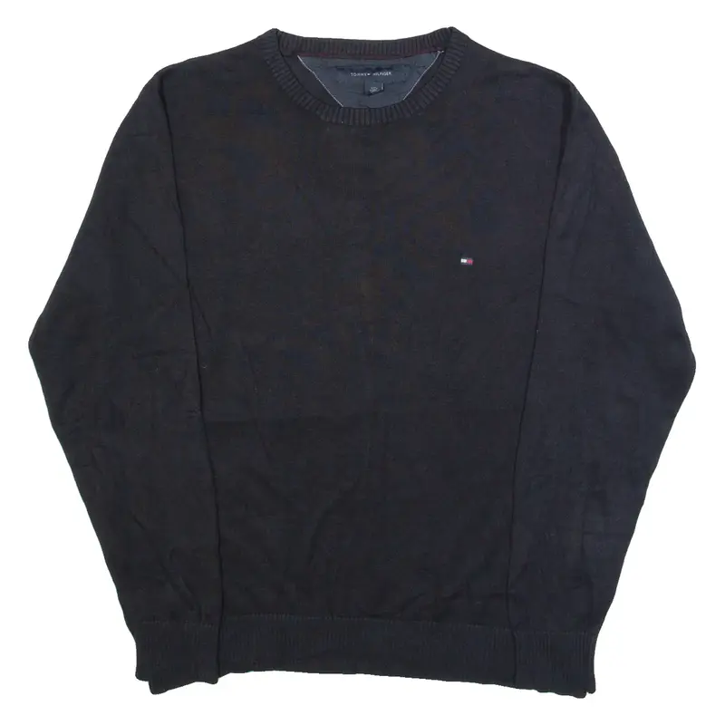 TOMMY HILFIGER Mens Jumper Black Tight Knit S