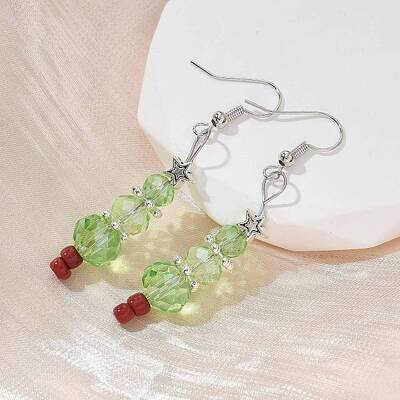 Christmas Glass Beads Dangle Earrings