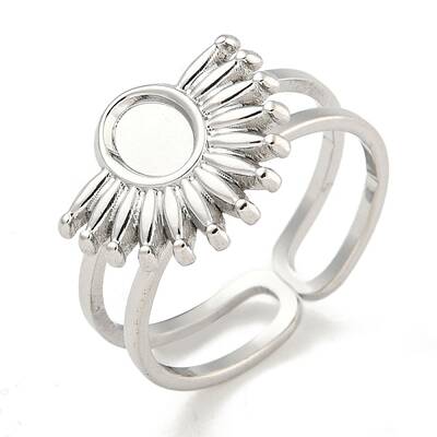 Non-Tarnish 304 Stainless Steel Sun Open Cuff Ring Components