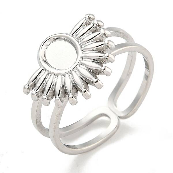 Non-Tarnish 304 Stainless Steel Sun Open Cuff Ring Components