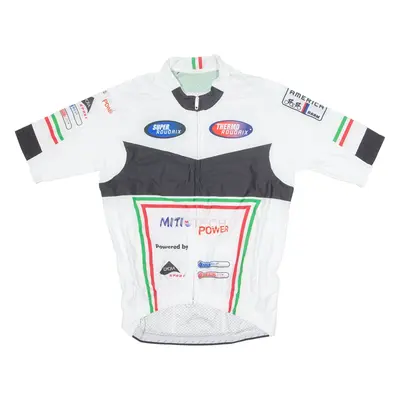 SUPER ROUBAIX Cycling Full Zip Mens Jersey White High Neck L