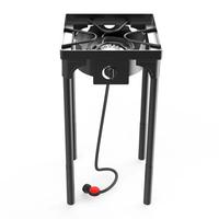 Outdoor Portable Stove with Single Burner, Gas Premium Hose for Propane Tank, Detachable Legs for Backyard Kitchen, Camping G...