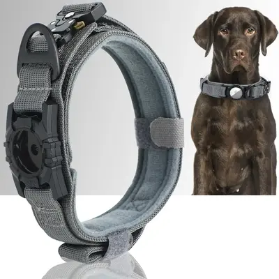 Dog Collar, Adjustable Dog Collar with Air Tag, Pet Collar with Handle, Pet Collar for Medium Large Dogs
