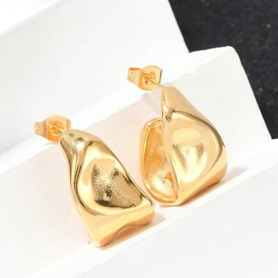 Ion Plating(IP) 304 Stainless Steel Twist Teardrop Stud Earrings