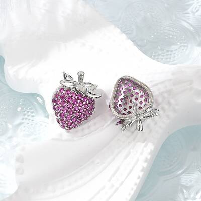 Strawberry Brass Micro Pave Cubic Zirconia Stud Earrings