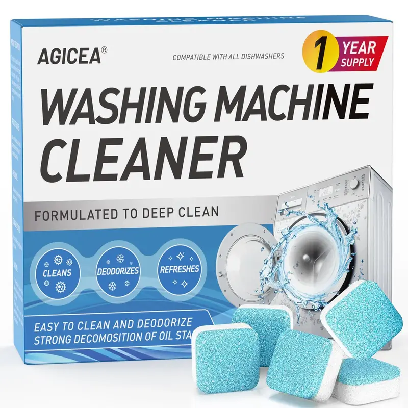 Washing Machine Cleaner Descaler 24 Pack - Deep Cleaning Tablets For HE Front Loader & Top Load Washer, Septic Safe Eco-Frien...