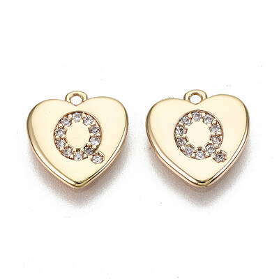 Brass Micro Pave Clear Cubic Zirconia Charms
