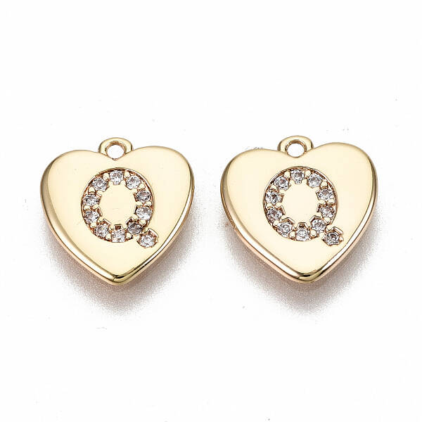 Brass Micro Pave Clear Cubic Zirconia Charms