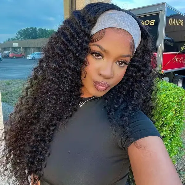 Kinky Curly Headband Human Hair Wig | BGMGirl