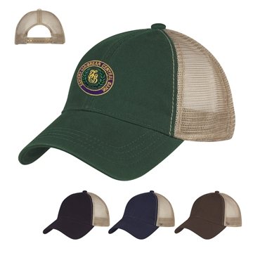 48 Custom Washed Cotton Mesh Back Cap - Unstructured Crown