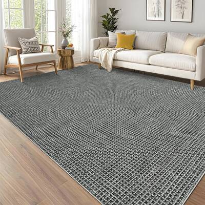 Garvee Washable Area Rug 9'x12' Rugs for Living Room, Soft Ultra Thin Dining Room Rugs Bedroom Rug, Boho Waffle Print Large I...