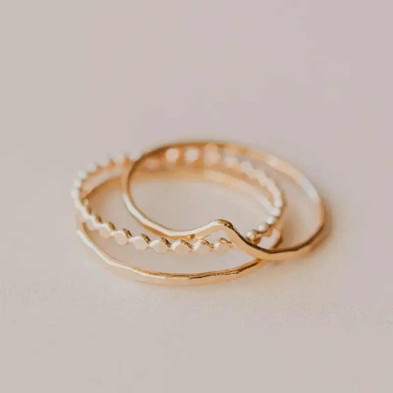 Hello Adorn Valley Trio Ring Set - Fashionable Any Occassion Ring Stack - Women's Fashion Accessory