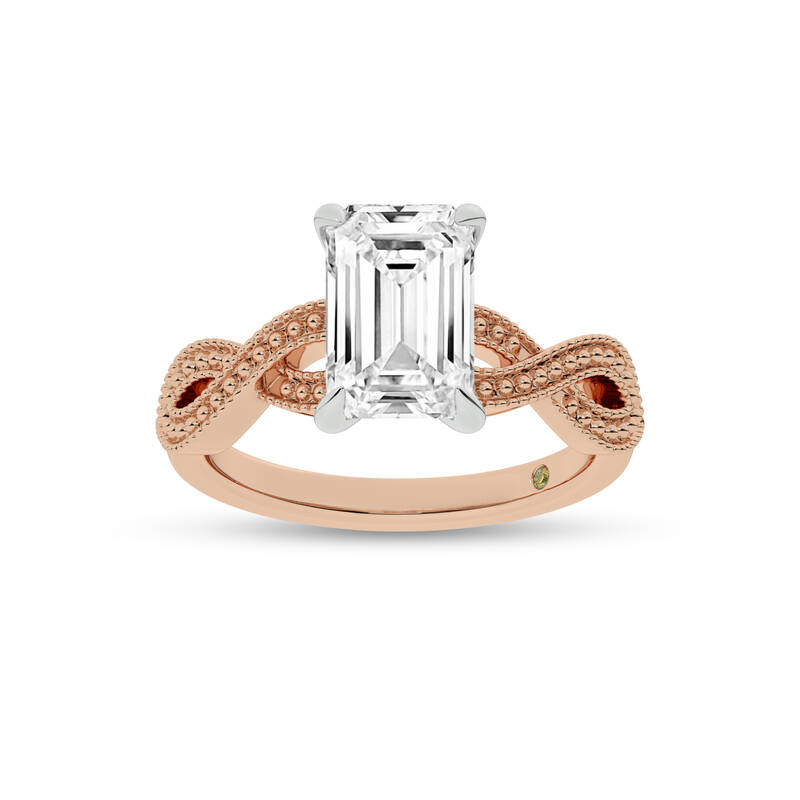 York Infinity Shank Emerald Cut Lab Grown Diamond Engagement Ring | Rose Gold 1 - 4 CT. TW.