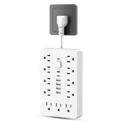 17-in-1 Surge Protector Power Adapter, Multi-outlet Wall Socket with 4 USB Outlets & 2 Type-C Outlets & 11 AC Socket Outlets,...