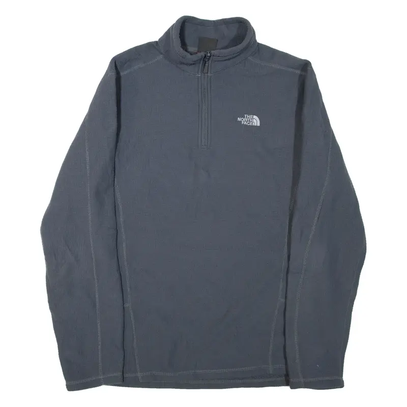 THE NORTH FACE Mens Jumper Grey 1/4 Zip Waffle Knit L