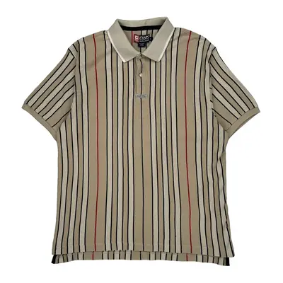Chaps Ralph Lauren Striped Polo Shirt - Large Beige Cotton