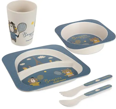 Canpol babies Bonjour Paris Blue tableware set 300 ml