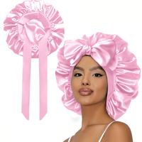 New Cool Double layered Satin Adjustable Hat with Shoulder Straps, Suitable for Sleep Satin Lining Silk Skin, Suitable for Wo...