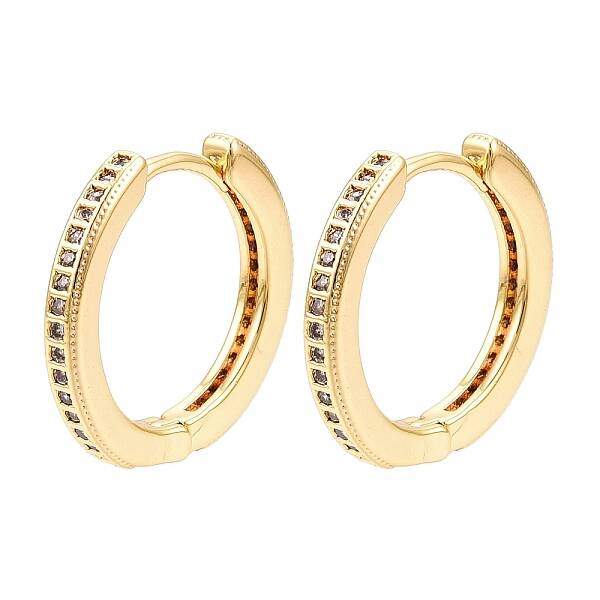 Brass Micro Pave Cubic Zirconia Hoop Earrings for Women