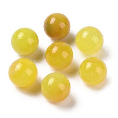 Natural Yellow Agate No Hole Sphere Beads