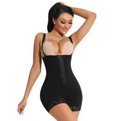 Fajas Colombianas Shapewear for Women Tummy Control Post Surgery Compression Garment with Zipper Crotch - Tops, Bodysuits