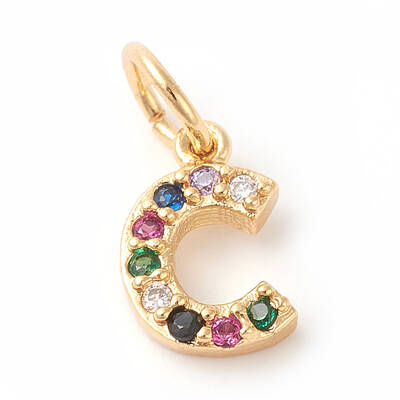Brass Micro Pave Colorful Cubic Zirconia Charms