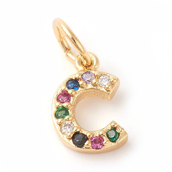 Brass Micro Pave Colorful Cubic Zirconia Charms