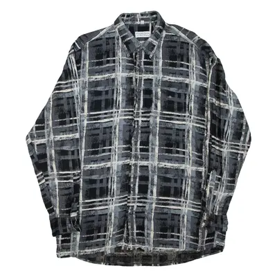 CLASSIC LINE Mens Shirt Grey Check Long Sleeve L