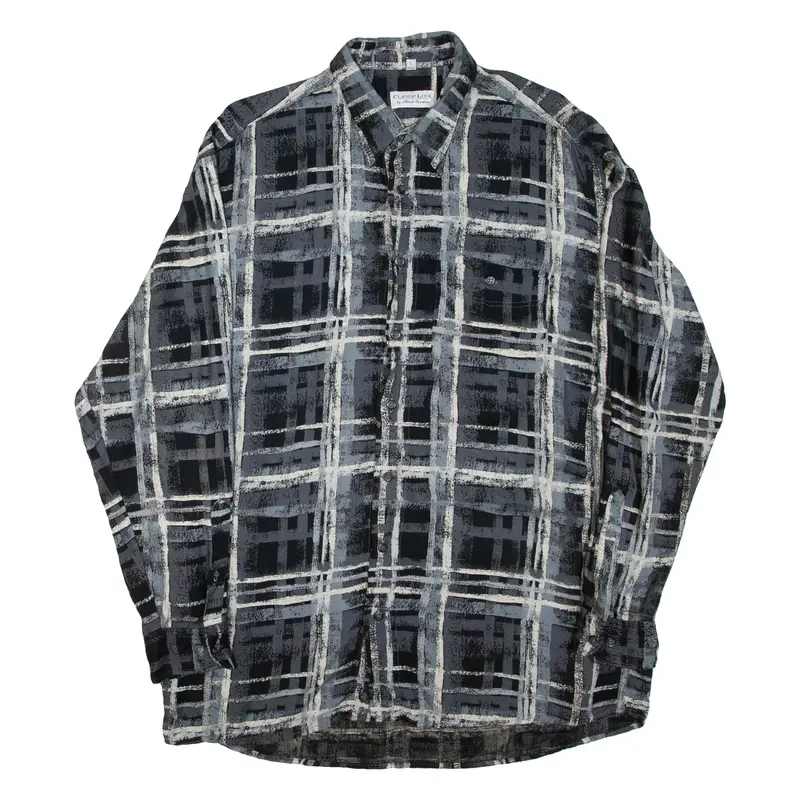 CLASSIC LINE Mens Shirt Grey Check Long Sleeve L